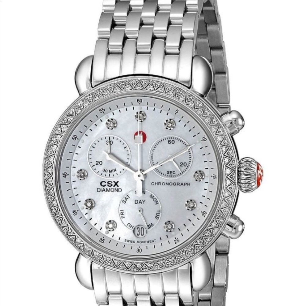 Michele CSX Mother of Pearl Diamond Bracelet Watch